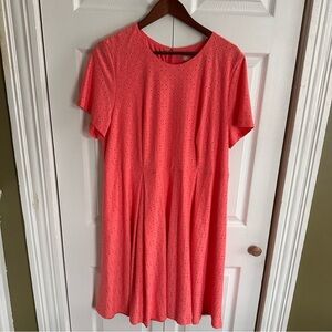 1X‎ Hutch Anthropologie Coral Eyelet Box Pleat Fit & Flare Dress with Pockets